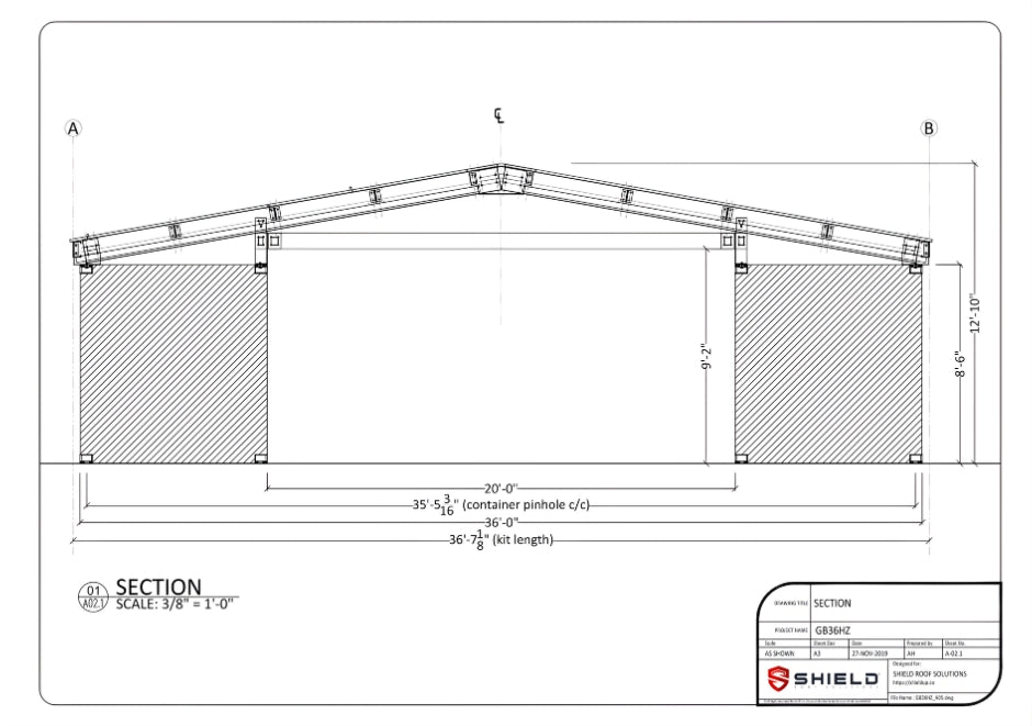 PodRoofKit | GB36HZ Model | Gable Roof Style