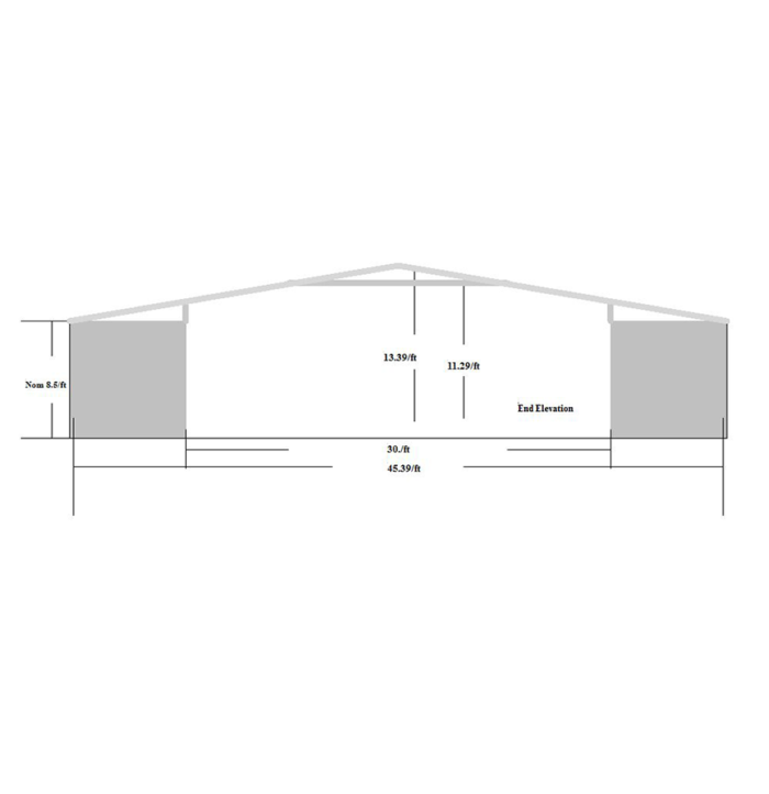 30′ Space, Gable Roof Style, 115 MPH, 33 PSF GB46