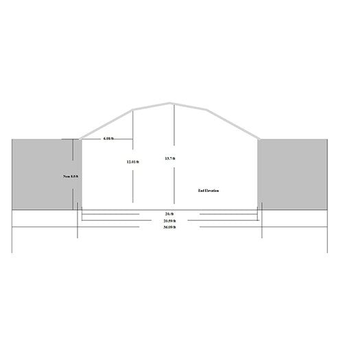 20′ Space, Gambrel Roof Style, 70 MPH, 25 PSF Model: GM20